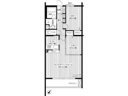 シエールグラン上池台(2LDK/2階)の間取り写真