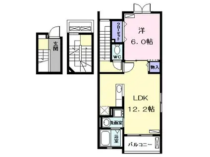IRIDE K(1LDK/3階)の間取り写真