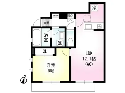 コトピア(1LDK/1階)の間取り写真