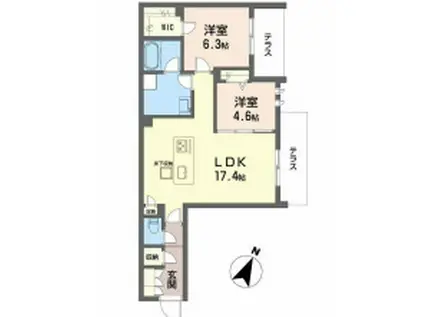 ハムステッドアレー(2LDK/1階)の間取り写真