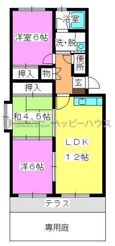 サンガーデン春日(3LDK/1階)の間取り写真