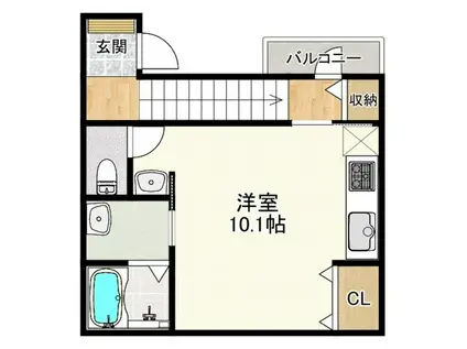 シャインラッシュII(ワンルーム/2階)の間取り写真