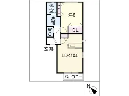 サミット D棟(1LDK/1階)の間取り写真