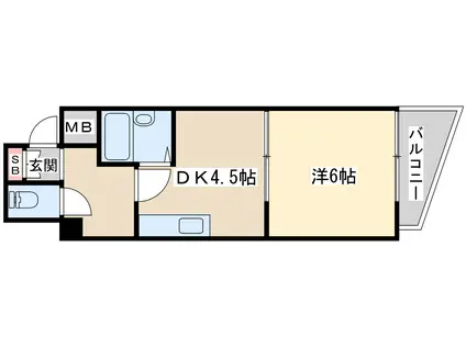 ウィングNO1(1DK/3階)の間取り写真