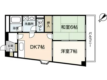 東宝牛田ビル(2DK/3階)の間取り写真