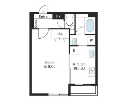 カメリアKAWASAKI(1K/4階)の間取り写真