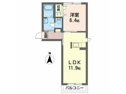 セレーノV(1LDK/1階)の間取り写真