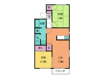 グランドハイツ森 B(2LDK/1階)の間取り写真