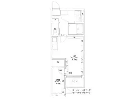 COCO CAT 岩塚(1LDK/3階)の間取り写真