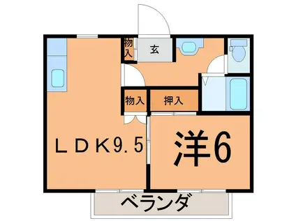 NレジデンスII(1LDK/2階)の間取り写真