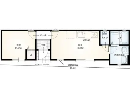グランソフィア内野本郷(1LDK/1階)の間取り写真