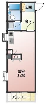 クレセントコート静岡(ワンルーム/2階)の間取り写真