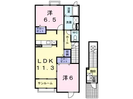 クンパーンII(2LDK/2階)の間取り写真