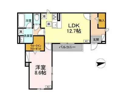 エスプレッシーヴォ(1LDK/1階)の間取り写真