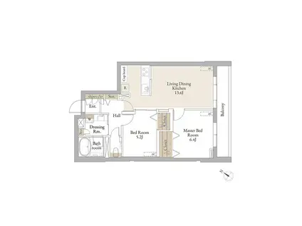 シャーメゾンステージ市野倉(2LDK/3階)の間取り写真