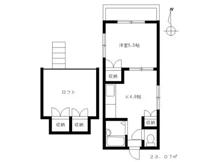 サンポート狛江(1K/2階)の間取り写真