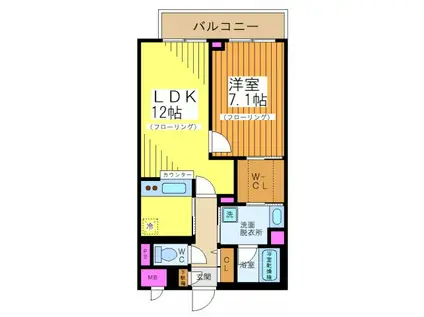 ルミエール中町(1LDK/2階)の間取り写真
