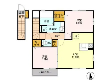 エムズクレール(2LDK/2階)の間取り写真