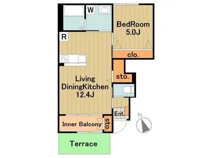 ジュアン(1LDK/1階)の間取り写真