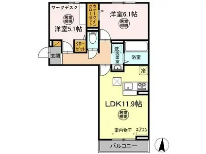 ルシアス(2LDK/1階)の間取り写真