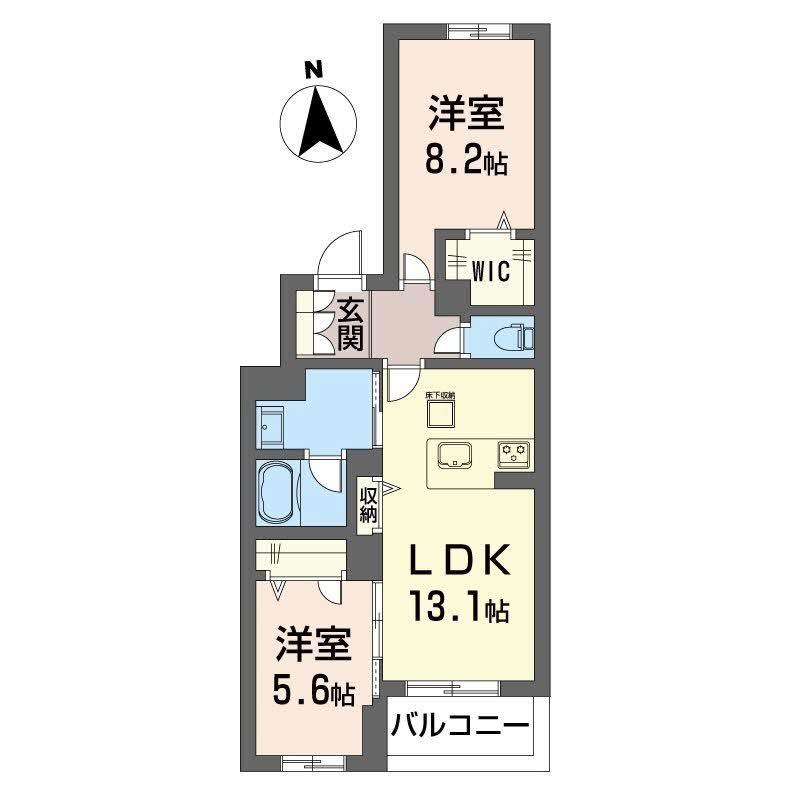 イルストーン古川(2LDK/2階)の間取り写真