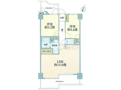 ライオンズマンション戸塚台(2LDK/3階)の間取り写真