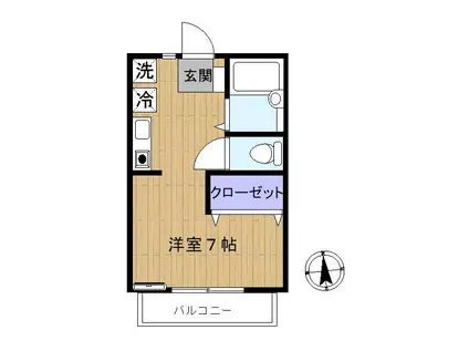 コートドールH(ワンルーム/2階)の間取り写真