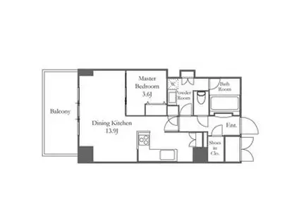 プライムアーバン新宿夏目坂タワーレジデンス(1DK/24階)の間取り写真