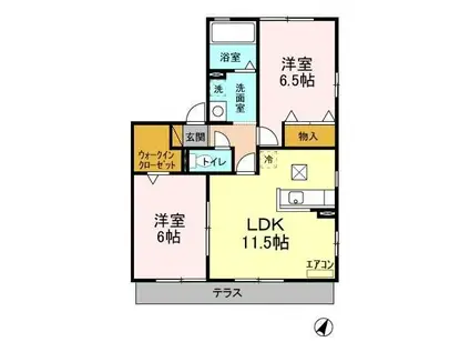 リビングタウンみずきC(2LDK/1階)の間取り写真