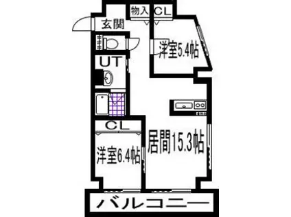 ブリーズ麻生(2LDK/9階)の間取り写真