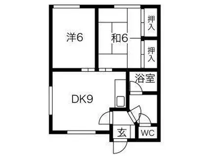 よしもとマイン(2DK/1階)の間取り写真