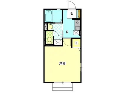 キャッスルウエストII(1K/2階)の間取り写真