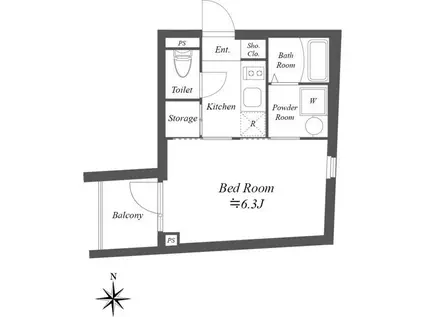 グランデュオ八幡山(1K/3階)の間取り写真