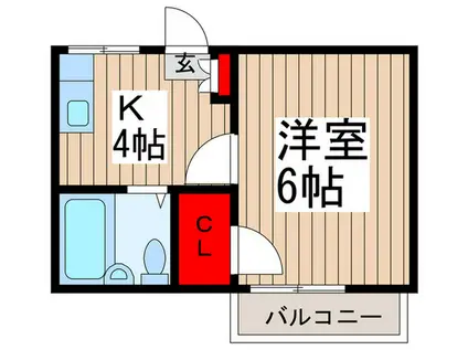 ヴィラージュ東上町(1K/1階)の間取り写真