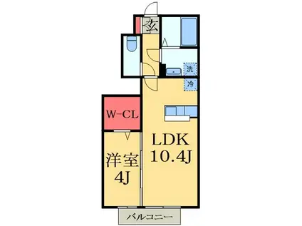 ボヌールヴィー(1LDK/1階)の間取り写真