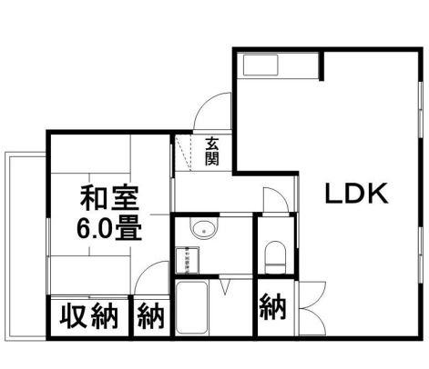 サンワハイムC棟(1LDK/1階)の間取り写真