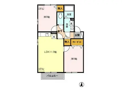 セードル小川A(2LDK/2階)の間取り写真