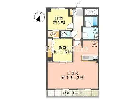 ブルーム山之手(2LDK/3階)の間取り写真