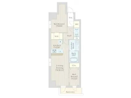 SAKURAS GOTANDA(2LDK/2階)の間取り写真