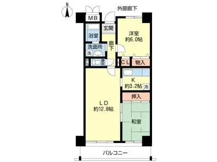 リーリオ江坂(2LDK/9階)の間取り写真