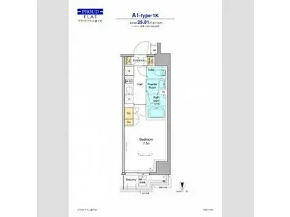 プラウドフラット森下IV(1K/6階)の間取り写真