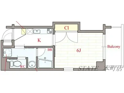 PARK HILLS(1K/14階)の間取り写真