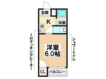 LOVE WING白鳥(1K/1階)の間取り写真