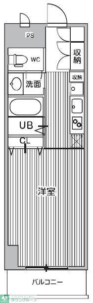 リレント谷塚(1K/2階)の間取り写真