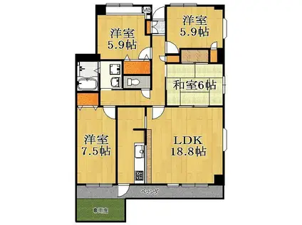 ソアール八千代中央III(4LDK/1階)の間取り写真