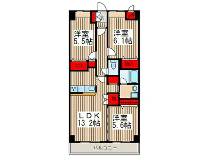 ライフパル市川(3LDK/1階)の間取り写真