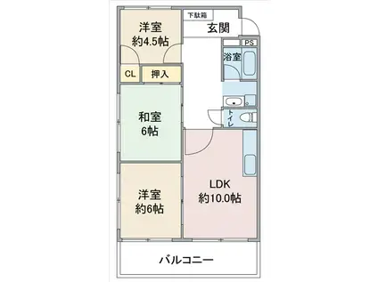 サンライズ喜多山(3LDK/3階)の間取り写真