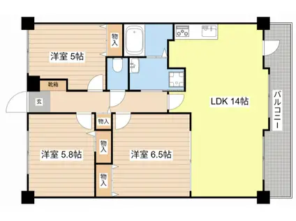 アメニティ唐崎(3LDK/3階)の間取り写真