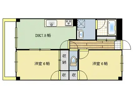 パークサイド西町(2DK/3階)の間取り写真