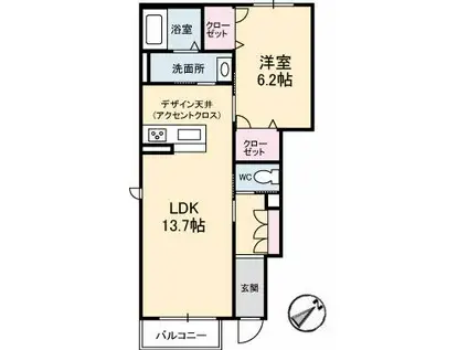 ドリーミオ(1LDK/1階)の間取り写真